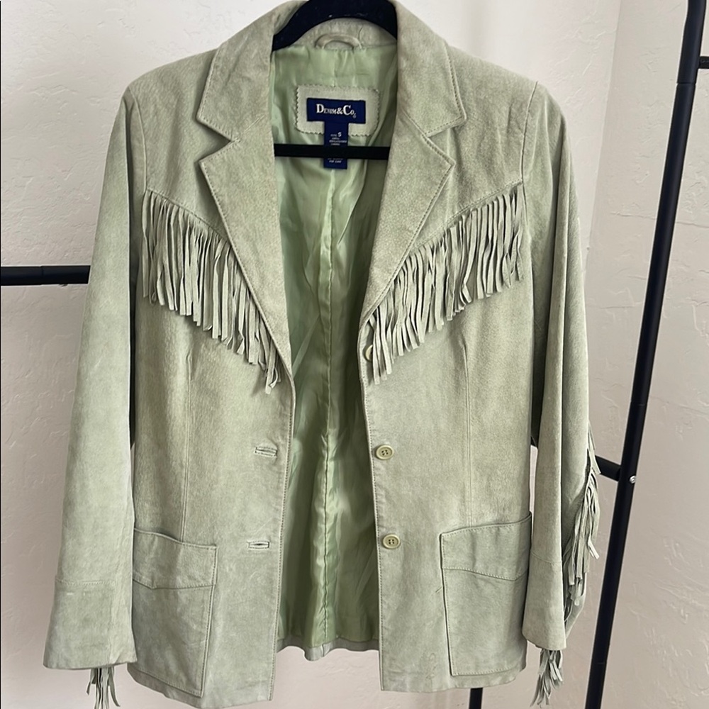 Vintage Women's Fringe Jacket - sage Green